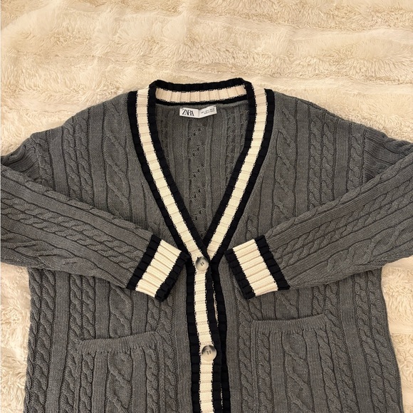 Zara Sweaters - Zara Charcoal Cable Knit Cardigan